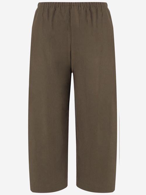 Wide-Leg Cotton Trousers — Brown