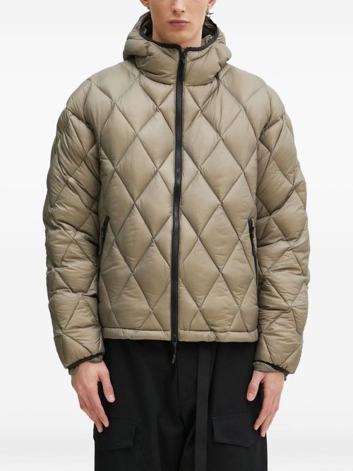 Diamond-quilted hooded jacket - Green