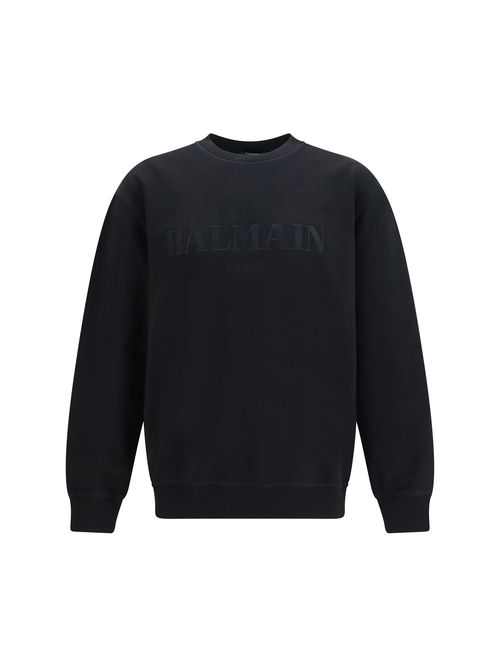 Tone-on-Tone Embroidered Logo Sweatshirt — Black