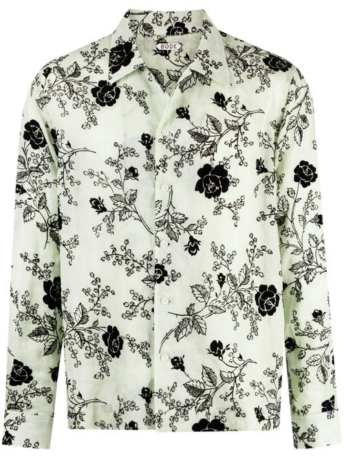 Sweetunia-print flocked shirt - Green