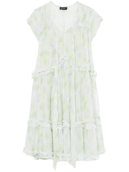Floral-print ruffled mini dress - Green