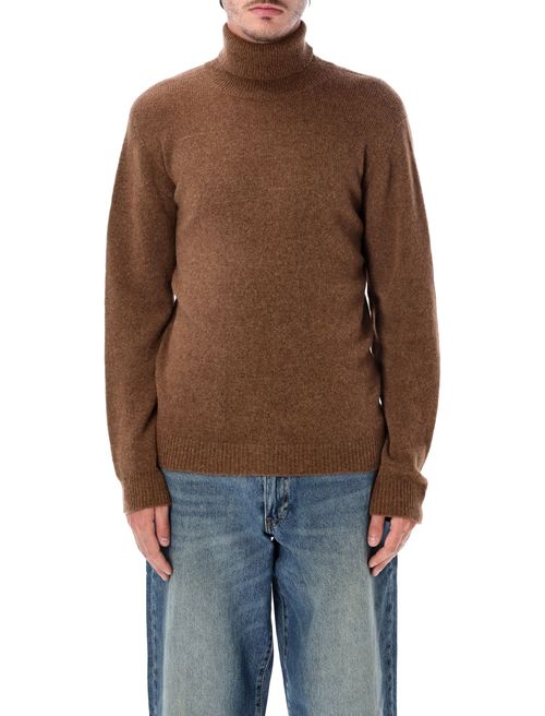 Men's Camel Wool Blend Turtleneck Sweater with Smooth Hand Feel