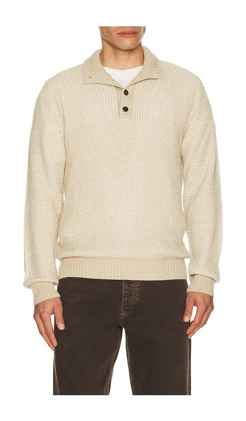 Faherty Quarter Button Sweater in Brown. L. Also in S, M, XL/1X