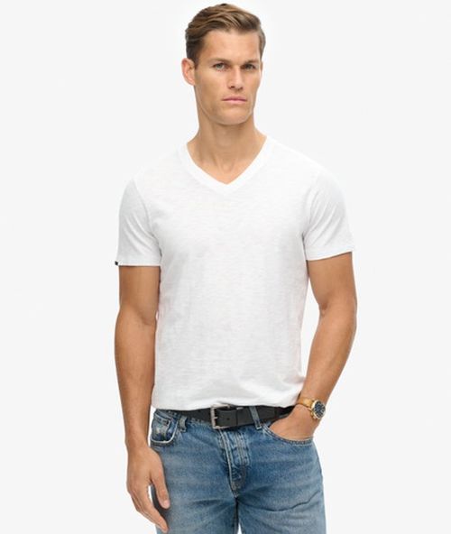 Superdry Men's Men's V-neck Slub Short Sleeve T-shirt White / Optic