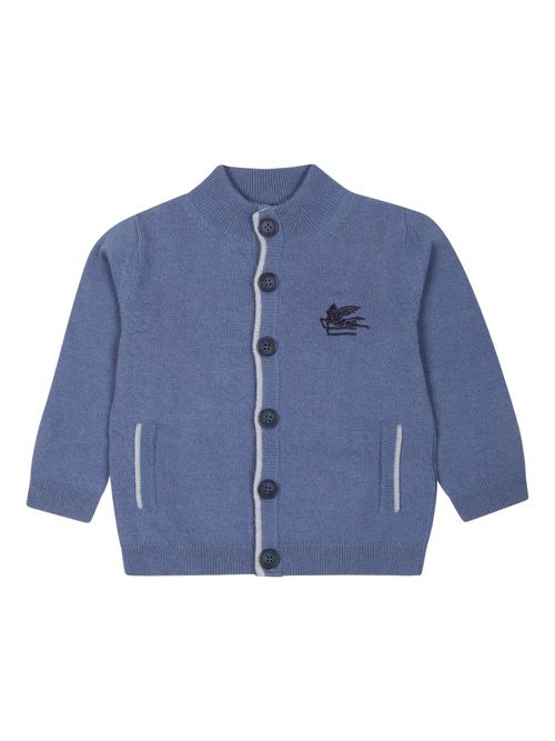 Pegaso-embroidered cardigan - Blue