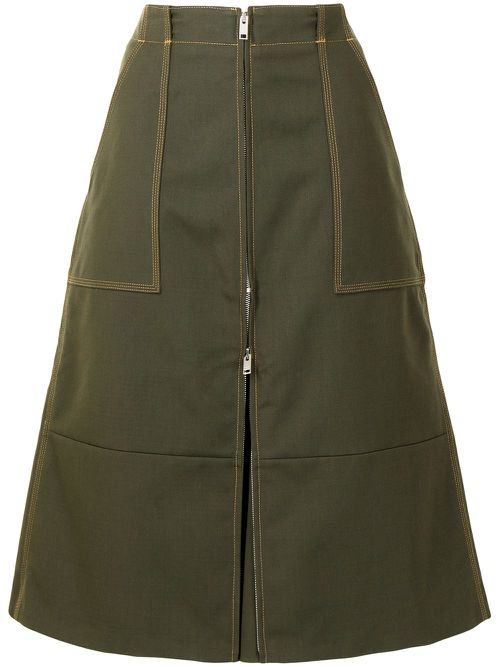 A-line midi skirt - Green