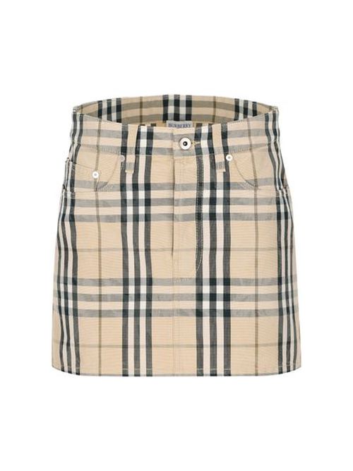 Burberry Checked Denim Mini Skirt