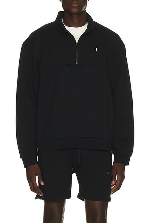 Whitespace Quarter Zip Sweatshirt in Black - Black. XXL/2X also in S, M, L, XL/1X