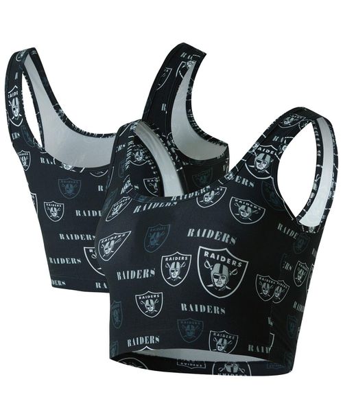 Women's Black Las Vegas Raiders Mosaic Allover Print Bralette - Black