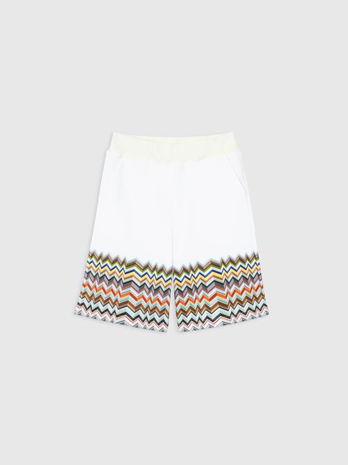 Missoni - Pure cotton shorts with zig zag detail, Boy, White & Multicoloured