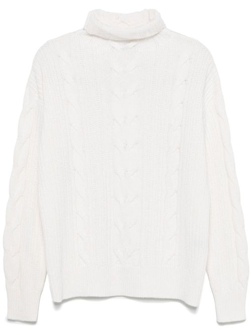 Cable-knit turtleneck sweater - Neutrals