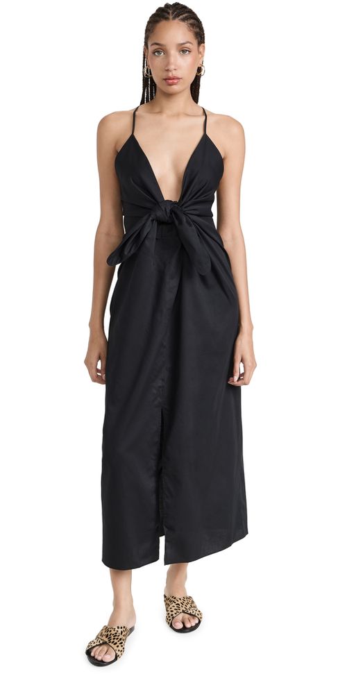 Lolita Deep V Neck Maxi Dress Black