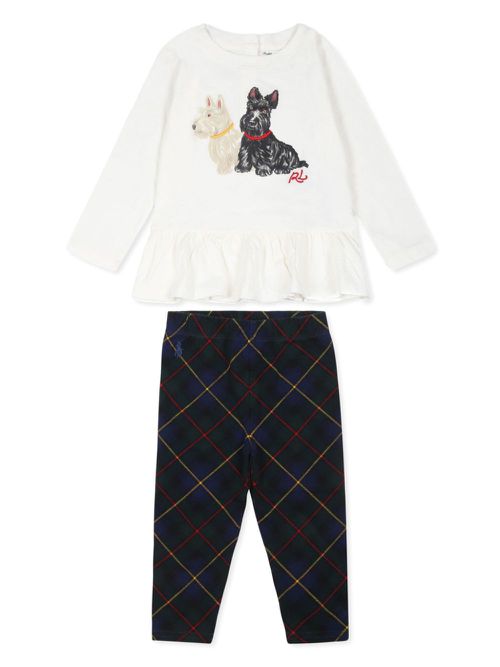 Dog-print jersey and legging set - White