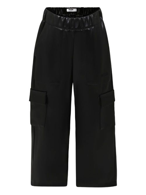 Elasticated-waist cargo trousers - Black