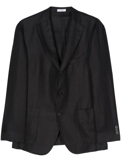 Single-breasted linen blazer - Blue