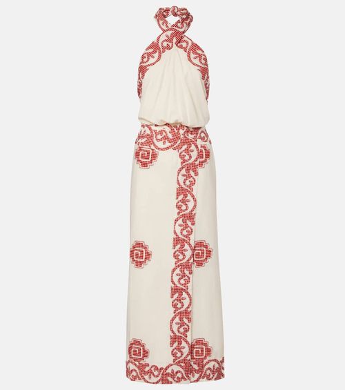 Printed cotton midi dress