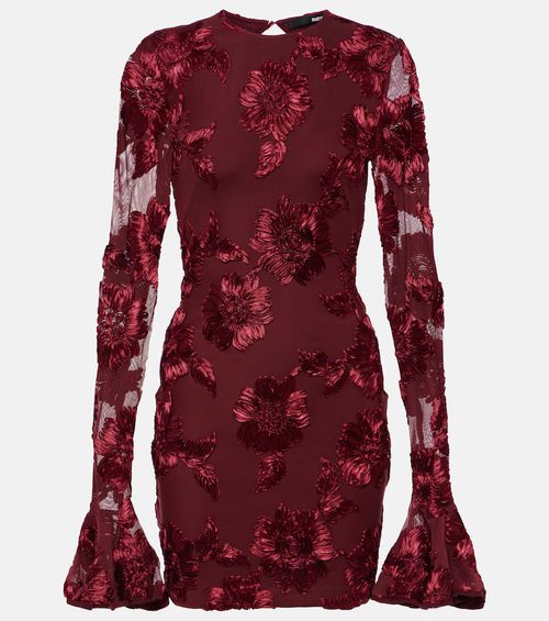 green emerald velvet dress Pink Floral Mesh Mini Dress