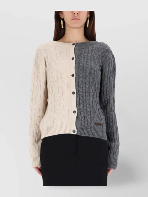 Moschino - cable knit color block long sleeve sweater