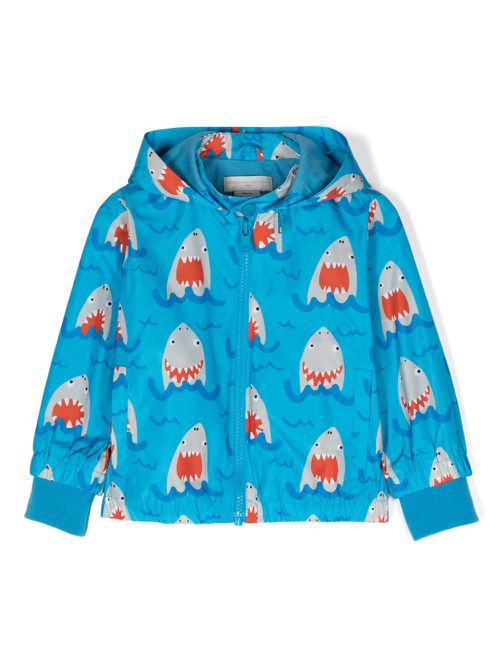Shark-print hooded jacket - Blue