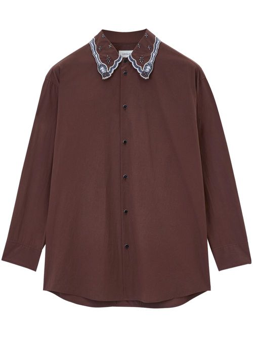 Embroidered collar shirt - Brown