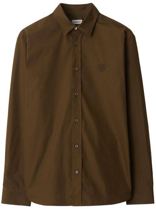 Logo-embroidered shirt - Brown