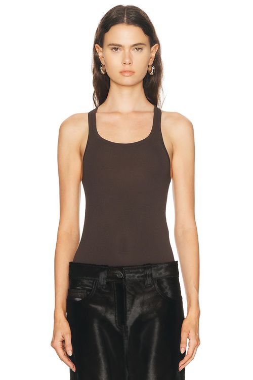 Brandon Maxwell Raven Knit Tank Top in Truffle - Brown. L also in