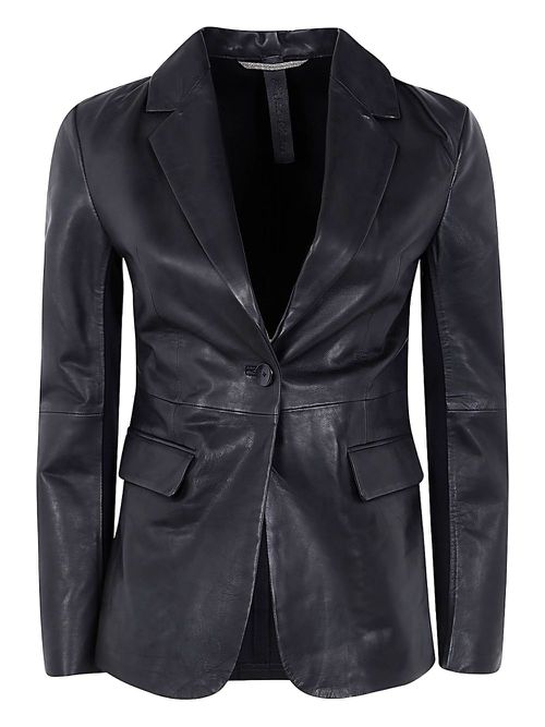 Triz leather-panelled blazer - Black