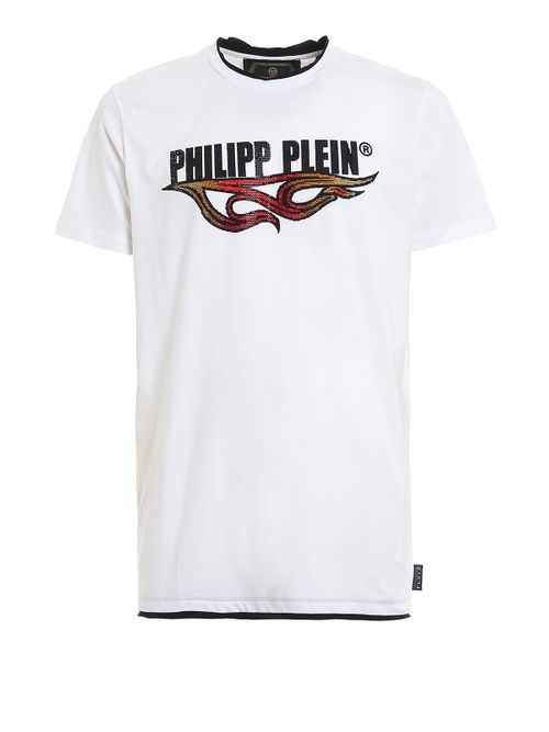 Flame crystal logo white T-shirt