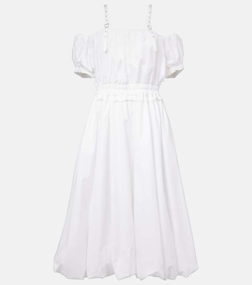 Off-shoulder cotton poplin midi dress
