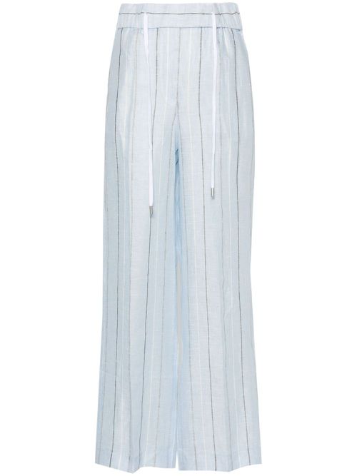 Striped linen trousers - Blue