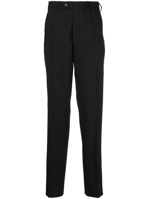 Pinstripe tailored suit trousers - Black