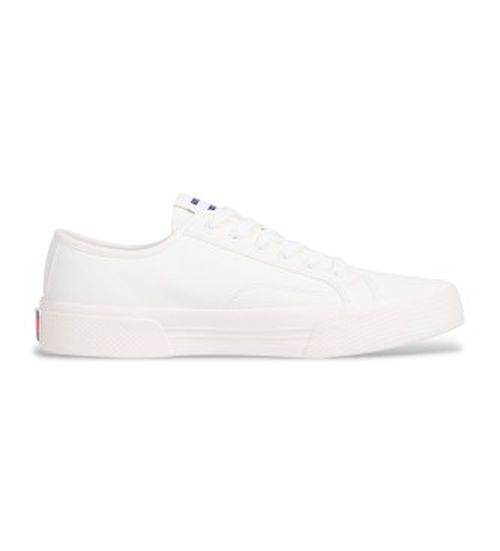 Tommy Hilfiger for man. EM0EM01543 Canvas Sneakers white (44), Flat, Laces, Casual, Sustainable