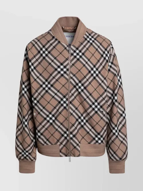 Burberry - zippered cardigan check pattern
