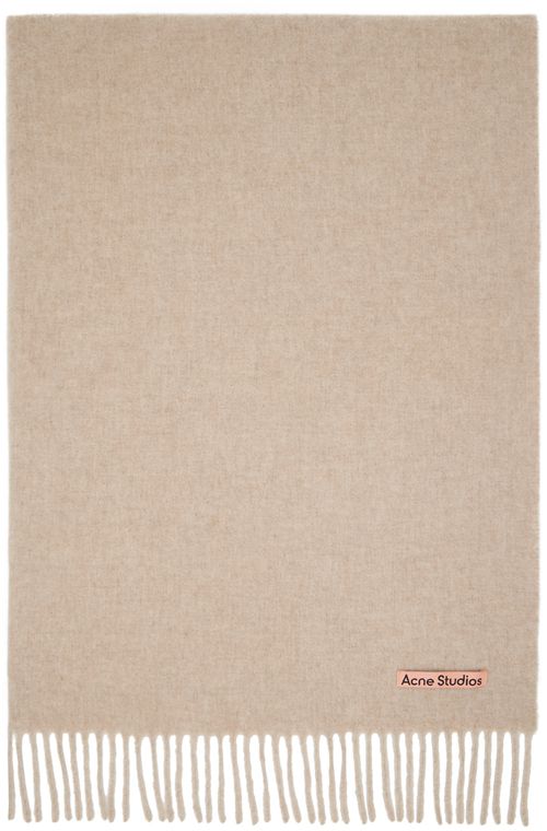 Acne Studios Beige Fringe Wool Oversized Scarf