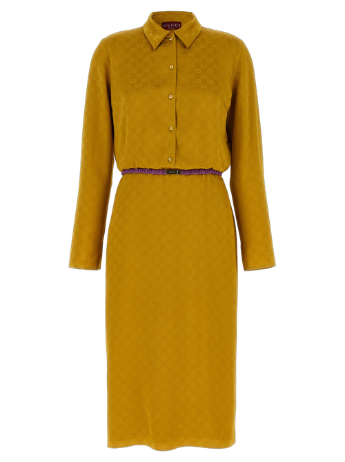 GG Jacquard Viscose Dress — Yellow