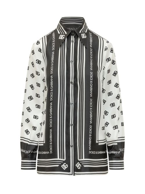 Graphic Striped Silk Shirt