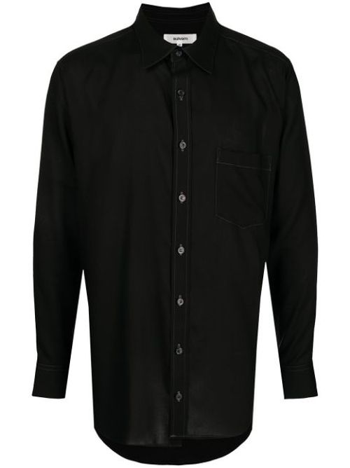 Contrast-stitch long-sleeve shirt