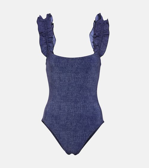 Nori ruffled denim swimsuit
