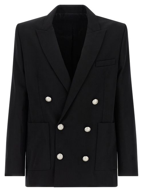 Double-Breasted Virgin Wool Blazer — Black