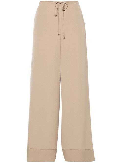 Wide-leg twill trousers - Neutrals