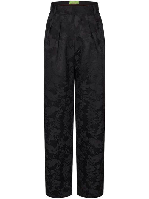 Jacquard straight trousers - Black
