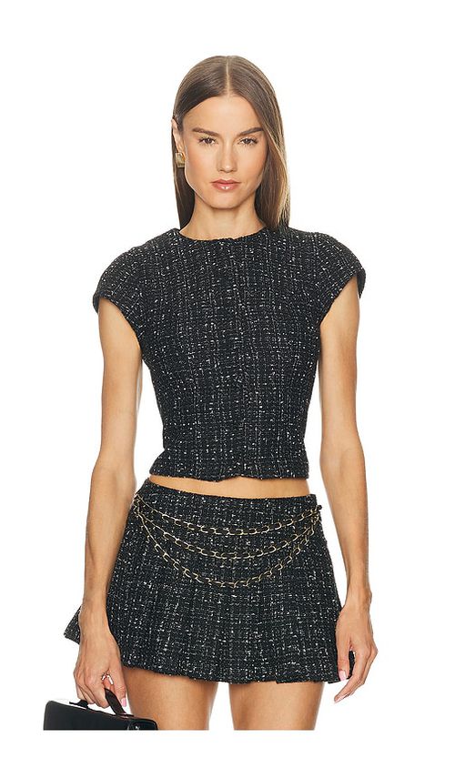 LOBA Danica Tweed Top in Black & White. - XS also in L, M, S