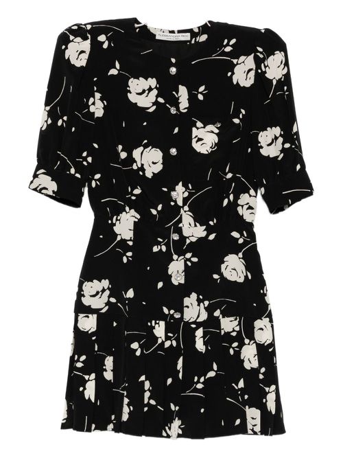 Rose-print mini dress - Black