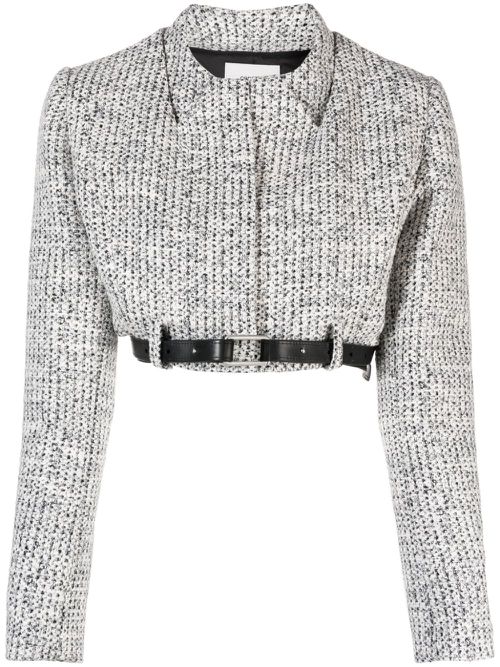 Trompe l'oiel collar tweed blazer - Black