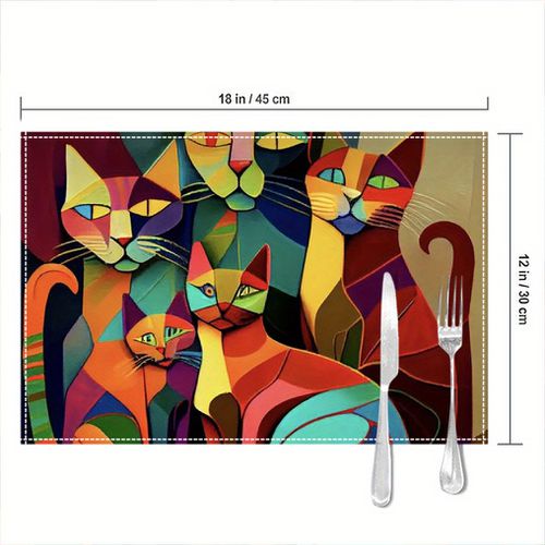 TEMU 4pcs Placemats Set, Colorful Table Mats, Dining Tables And Coffee Tables, Home Decor, Kitchen & Restaurant Party Decoration, 12x18 Inche