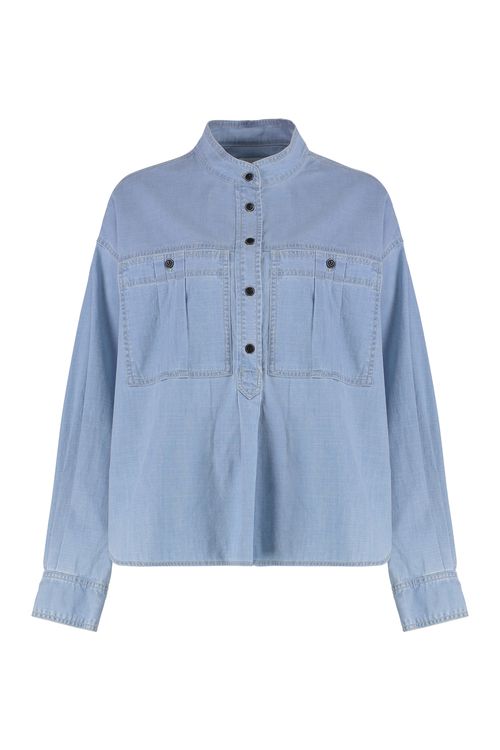 Vero Cotton Denim Blouse with Flap Pockets