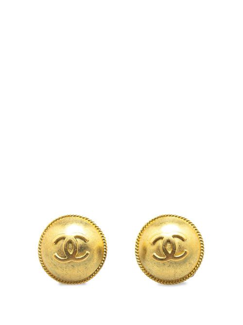 1995 Gold Plated CC Round Clip on Earrings costume earrings