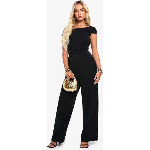 Womens Asymmetric Drape Tailored Wide Leg Jumpsuit - Black - 8, Black