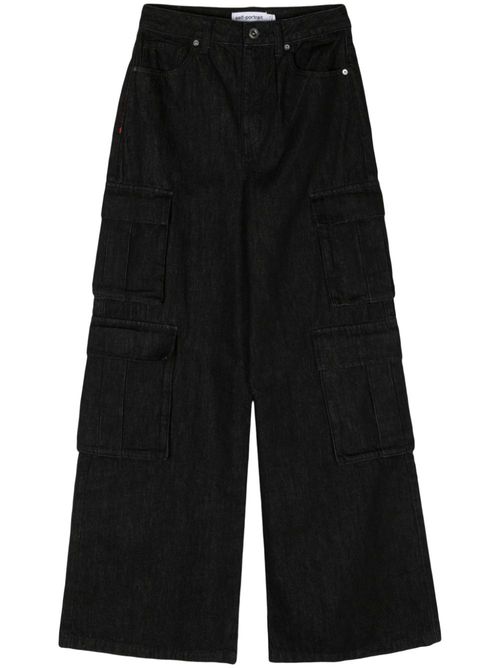 Mid-rise wide-leg cargo jeans - Black