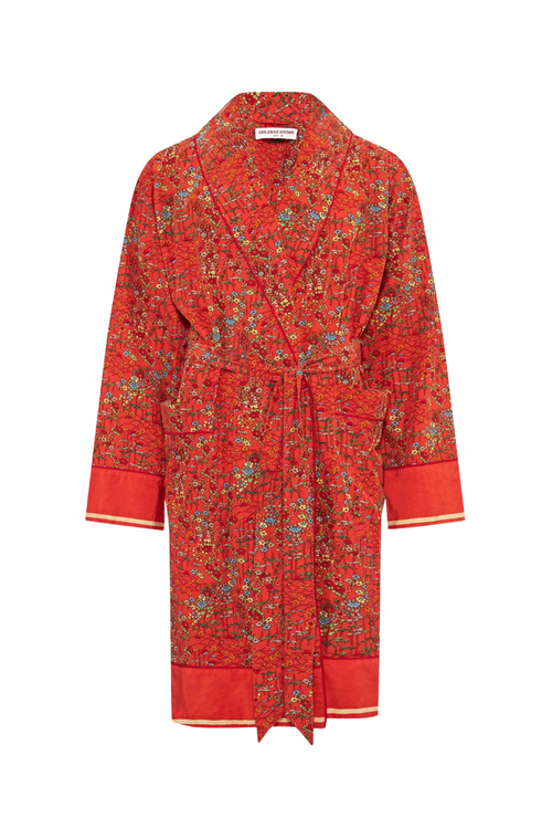 Floral Jacquard Robe — Red